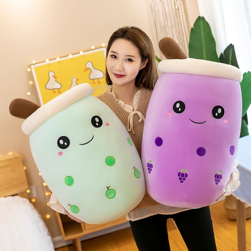 Real life Bubble Tea Cup Plushes For Baby Cartoon Boba Plush Doll Giant Stuffed Fruit Toy - Boba Plush